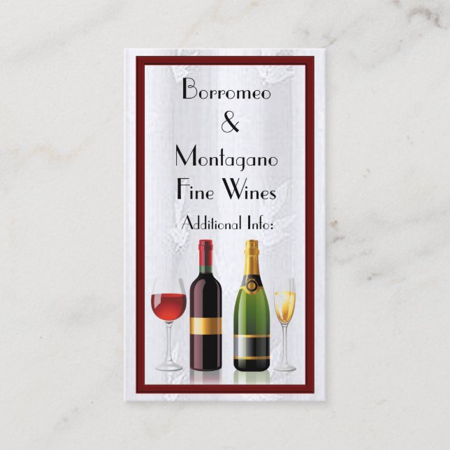 Fine Wine White Business Card 2 (Front)