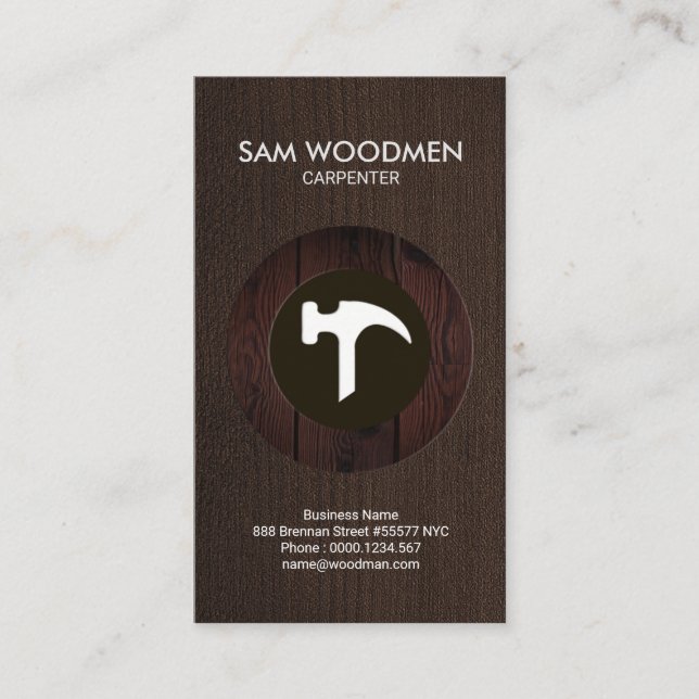 Fine Wood Grain Elegant Simple Carpenter Business Card (Front)