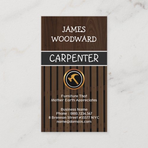 Fine Wood Grain Finished Lumber Carpentry Business Card