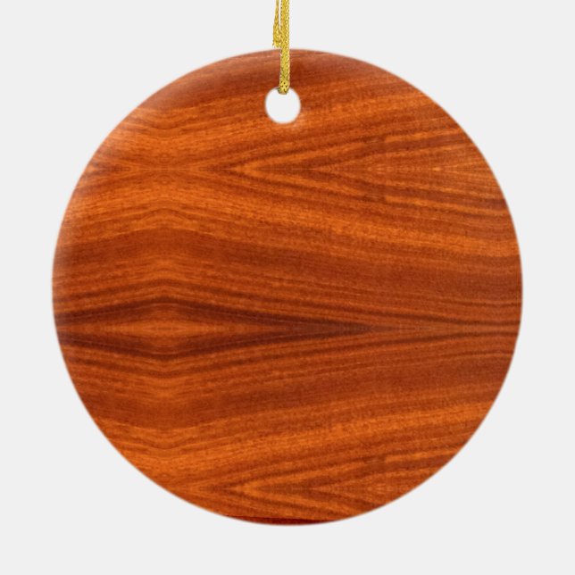 Fine Wood Grain Teak Mahogany Veneer Ceramic Ornament (Back)
