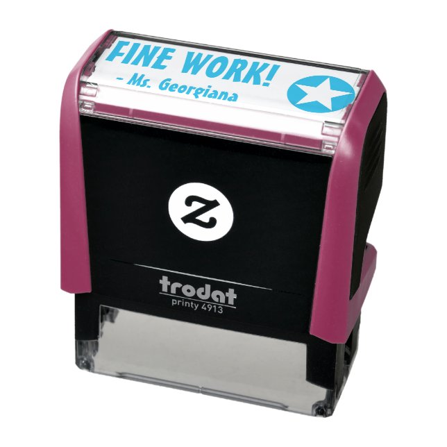 "FINE WORK!" + Tutor's Name Rubber Stamp (Product)