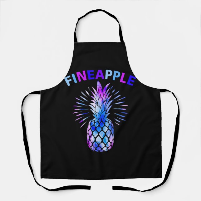 Fineapple Pastel Watercolor Pineapple Meme Graphic Apron (Front)