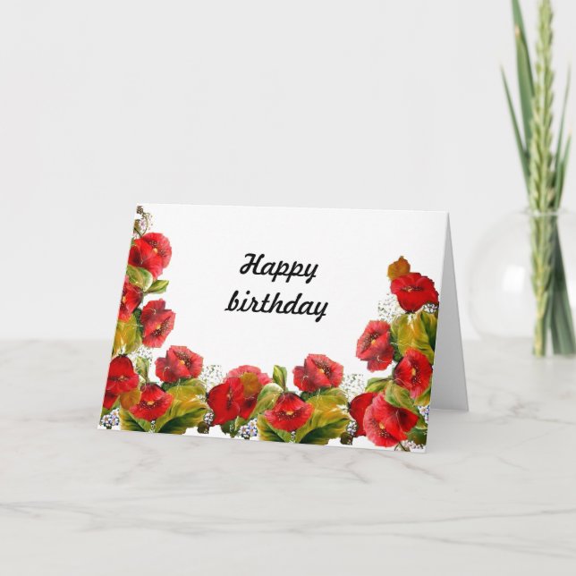 FINEART BIRTHDAY SCARLET POPPIES CARD (Front)