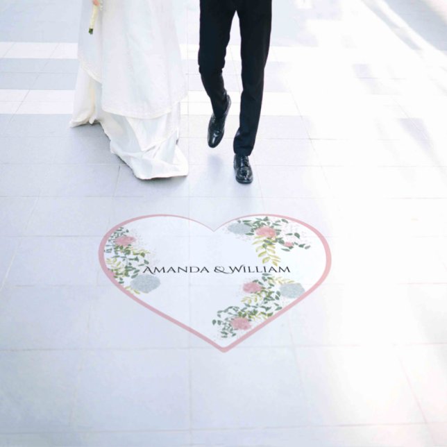 Finely flourished heart-shaped transparent wedding floor decals (Wedding)