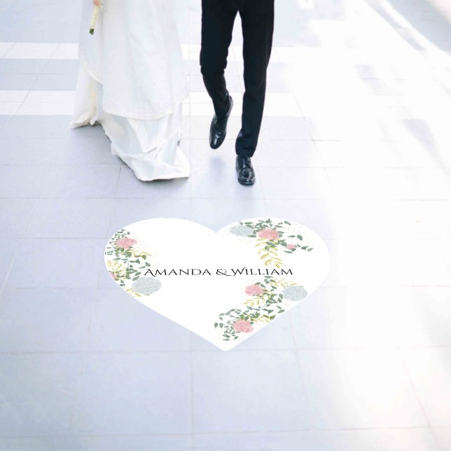Finely flourished heart-shaped wedding floor decals (Wedding)