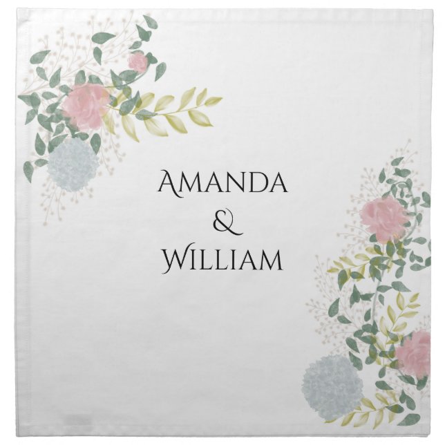 Finely flourished wedding cloth napkin (Front)