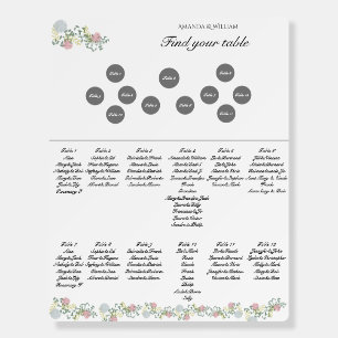 Finely flourished wedding seating chart round tabl foam board