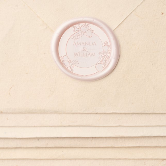 Finely flourished wedding wax seal sticker (Front)