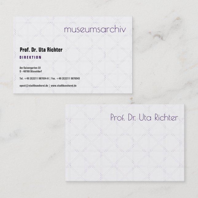 finely patterned, clear, easy to read business card (Front/Back)