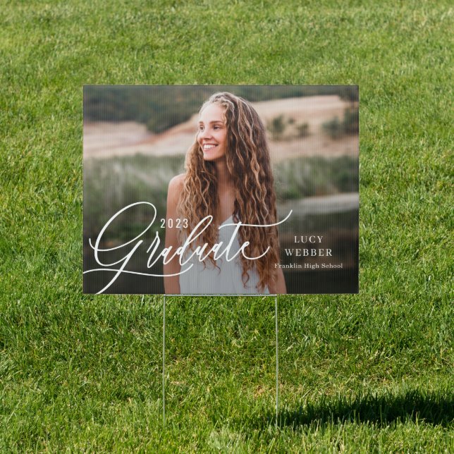 Finely Penned EDITABLE COLOR Graduation Yard Sign (Insitu)