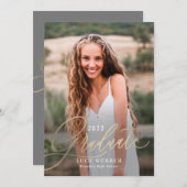 Finely Penned Graduation Announcement Invitation (Front/Back)
