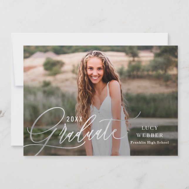 Finely Penned Graduation Announcement Invitation (Front)