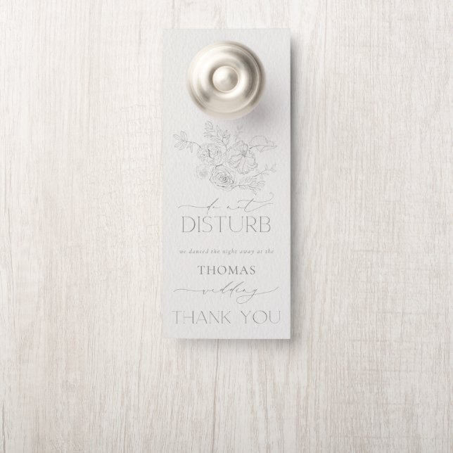 Finer Art Do Not Disturb Gray Calligraphy Wedding Door Hanger (On Knob)