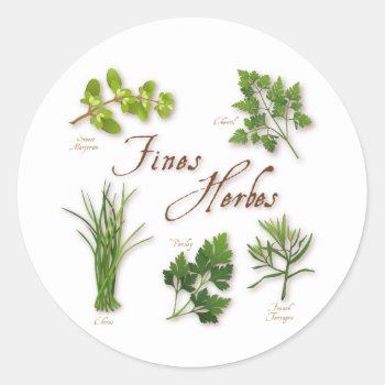 Fines Herbs Round Sticker by pomegranate_gallery at Zazzle