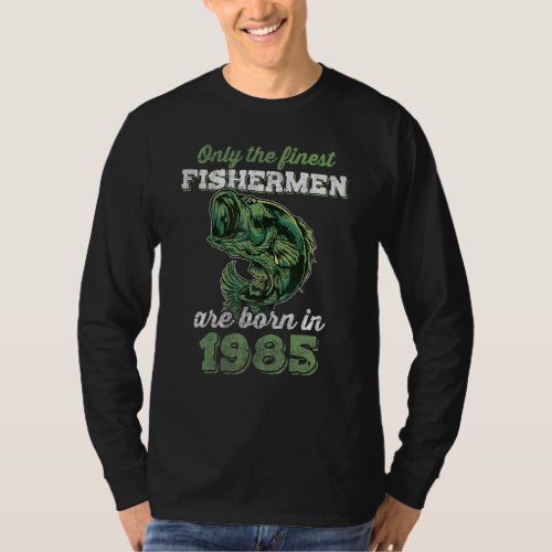 Finest Fishermen Born 1985 Largemouth Bass 37th Bi T_Shirt