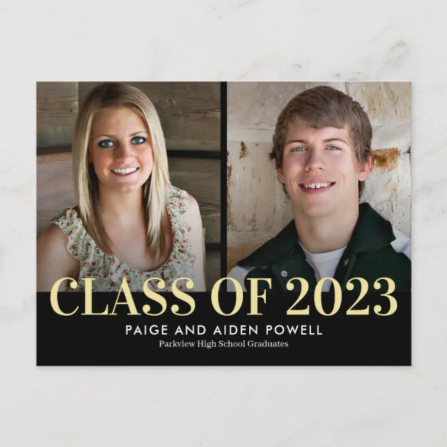 Finest Year Double Graduation Announcement Postcar Postcard | Zazzle