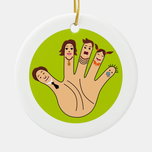 Finger Family Drawing Ceramic Ornament (Front)