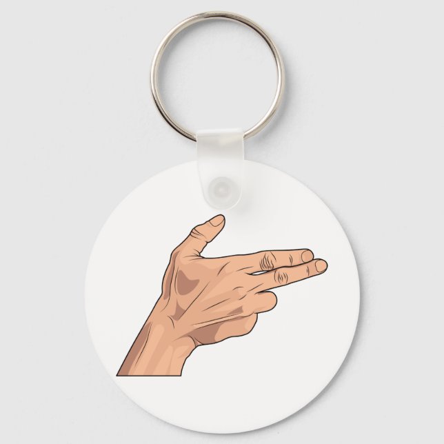 Finger Gun Pistol Shooting Hand Sign Gesture Keychain (Front)