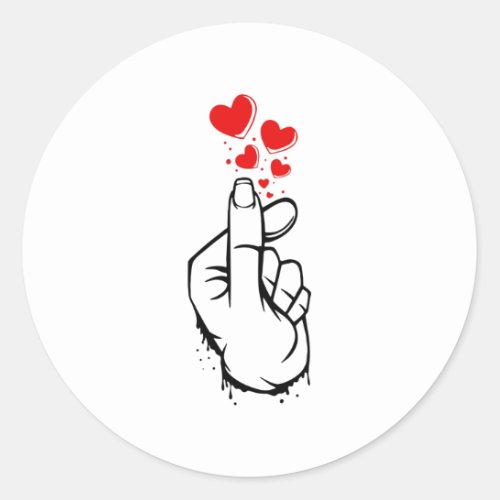 Finger Heart Classic Round Sticker