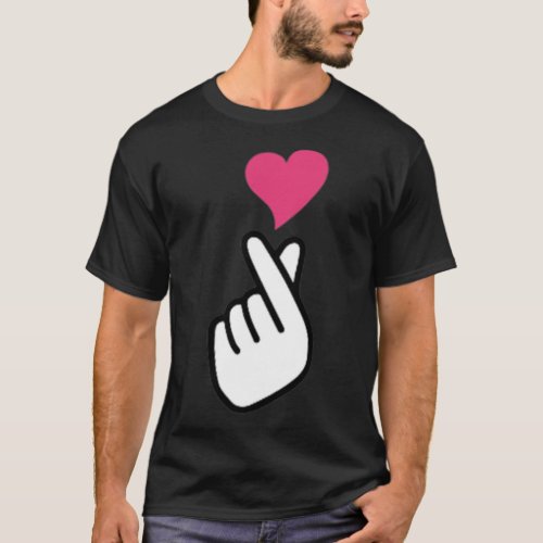 Finger Heart Korean Hand Symbol KPOP Love Sarangha T_Shirt
