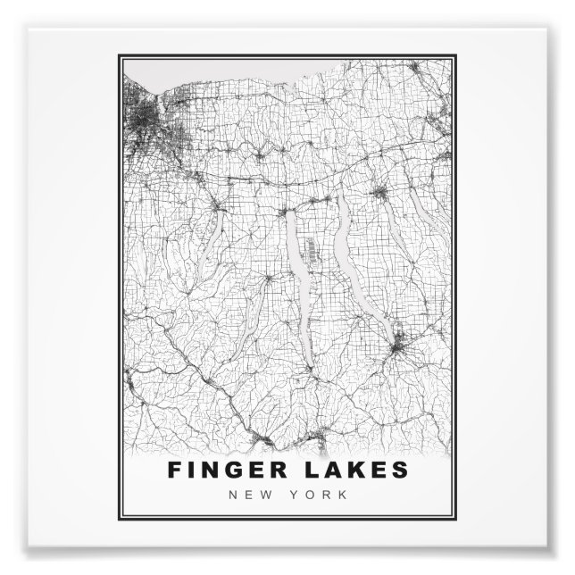 Finger Lakes Map Photo Print (Front)