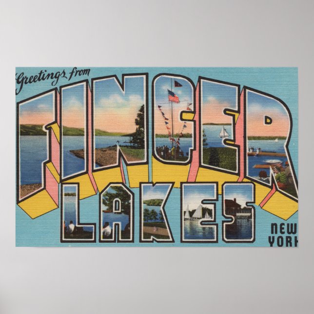 Finger Lakes, New York - Large Letter Scenes Poster (Front)