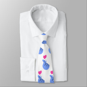 Finger Love Sign & Heart Valentine's Day Romantic Neck Tie