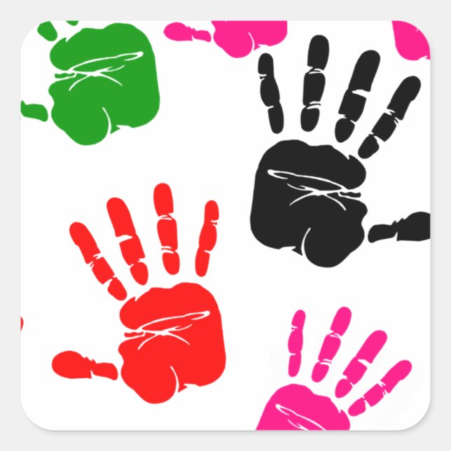 Finger Painting Hands Kids Amazing Fab Preschool Square Sticker (Front)