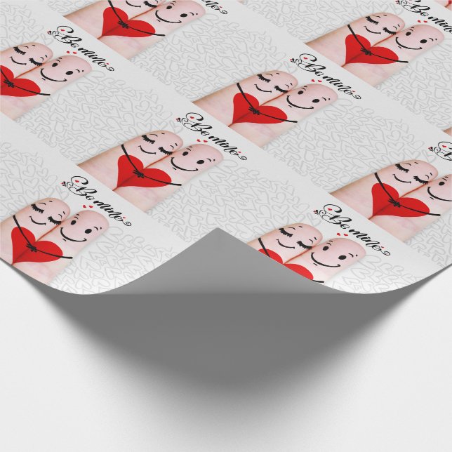 Finger People in Love Be Mine Valentine Wrapping Paper (Corner)
