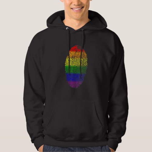 Finger Print Dna Lgbtq Rainbow Flag Gay Pride Ally Hoodie