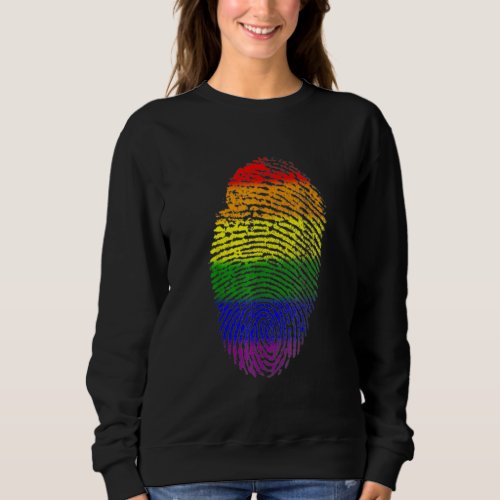 Finger Print Dna Lgbtq Rainbow Flag Gay Pride Ally Sweatshirt
