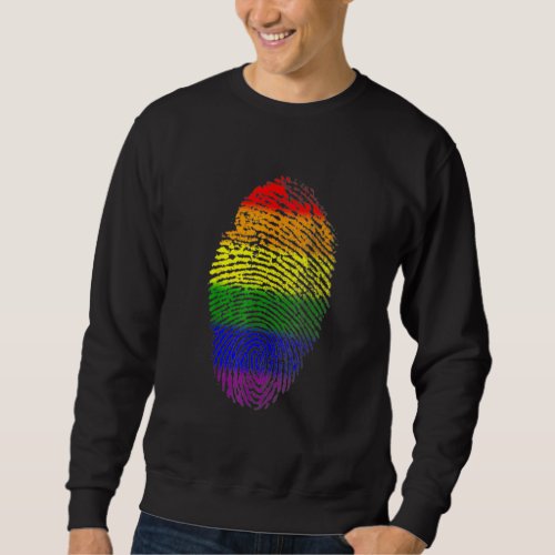 Finger Print Dna Lgbtq Rainbow Flag Gay Pride Ally Sweatshirt