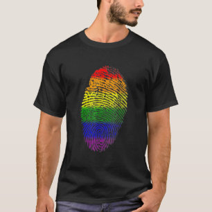 Finger Print Dna Lgbtq Rainbow Flag Gay Pride Ally T-Shirt