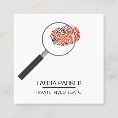 Finger Print Investigator Security Detective Square Business Card