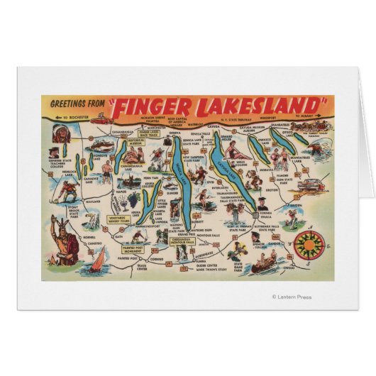 Fingerlakes, New York - Detailed Map (Front Horizontal)