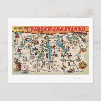 Fingerlakes  New York - Detailed Map Postcard by LanternPress at Zazzle