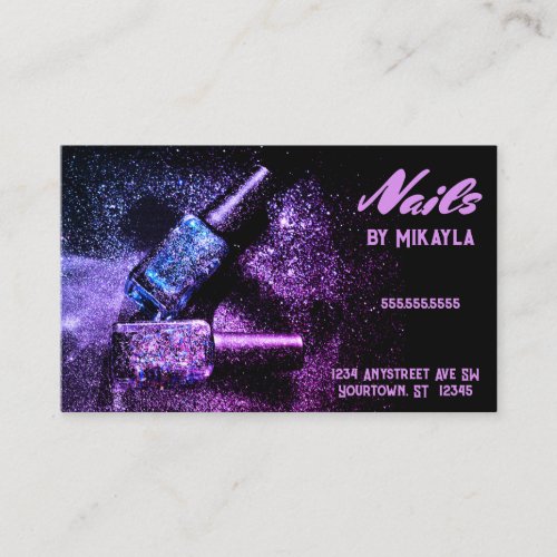 Fingernail Polish and Glitter Nail Artist Manicure Business Card