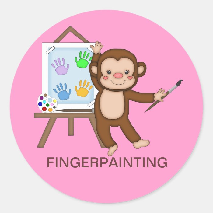 FINGERPAINTING MONKEY for Back to School Stickers