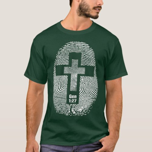 FINGERPRINT AND CROSS Design Christianinspired T_Shirt