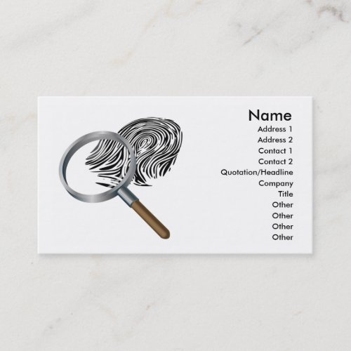 fingerprint and magnifying glass detection search business card template