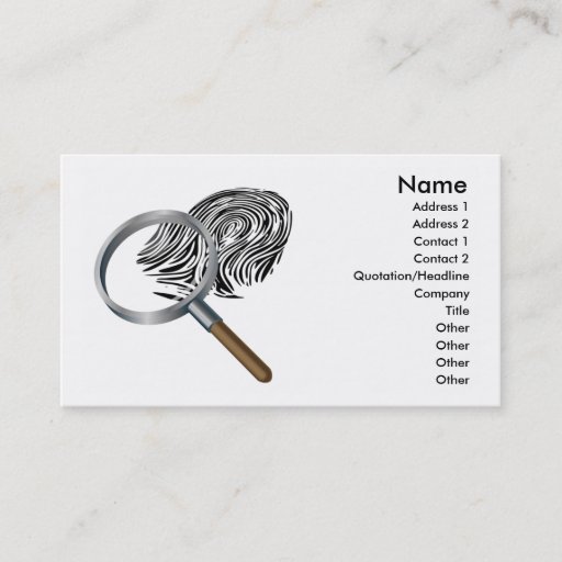 Customizable fingerprint and magnifying glass detection search business card template