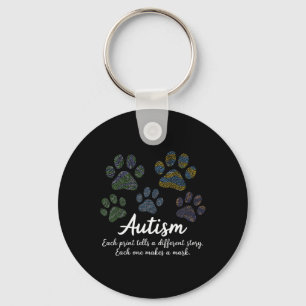 Fingerprint Autism Awareness Month Pet Lover Cat P Keychain