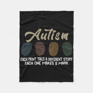 Fingerprint Autism Each Print Tells A Different St Fleece Blanket