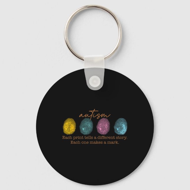 Fingerprint Autism Each Print Tells A Different St Keychain (Front)
