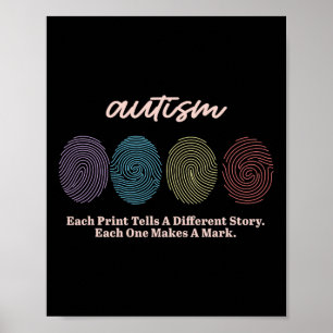 Fingerprint Autism Tees Poster