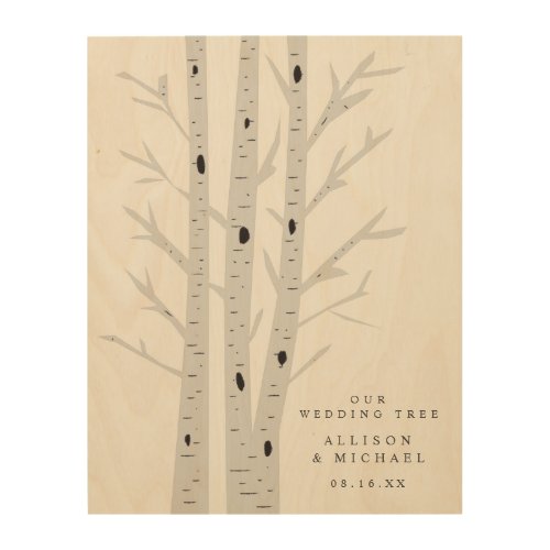 Fingerprint Birch Tree Wedding Guestbook Wood Sign