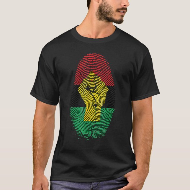 Fingerprint Black History Month Afro African Pride T-Shirt (Front)