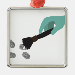 Fingerprint Brush Metal Ornament