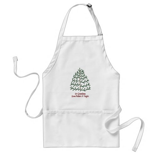 Fingerprint Christmas Tree Family Holiday Adult Apron