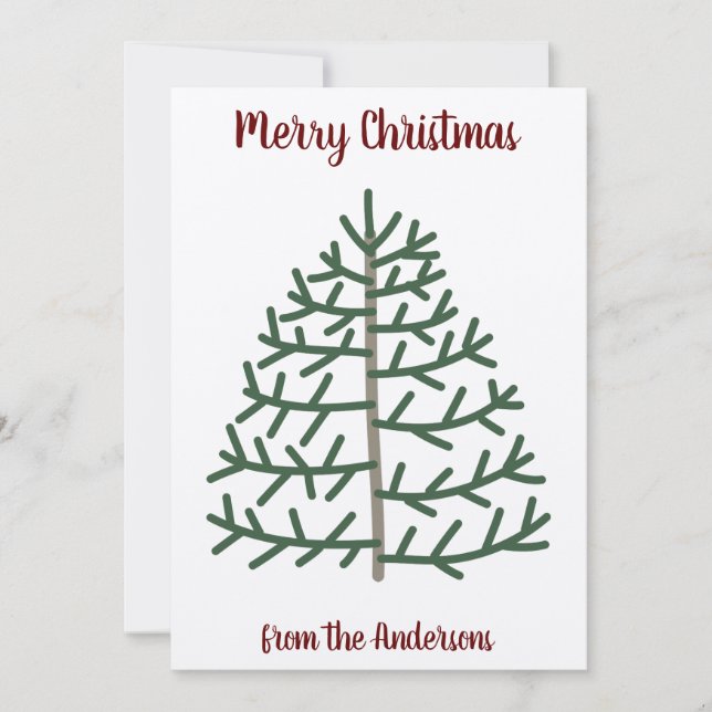 Fingerprint Christmas Tree Family Holiday Card (Front)